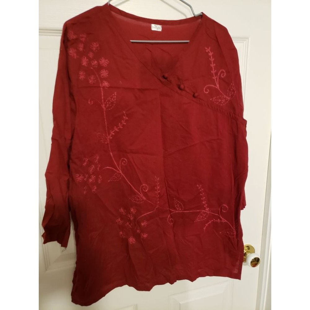 embordered burgundy blouse from thiland
